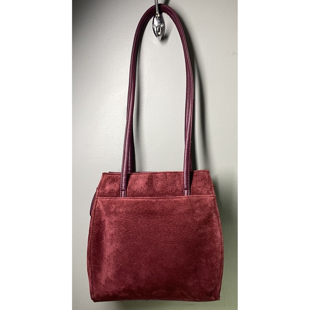 Unbranded Womens Leather Suede Purse Burgundy Shoulder Bag 9x9x2.5" NEW